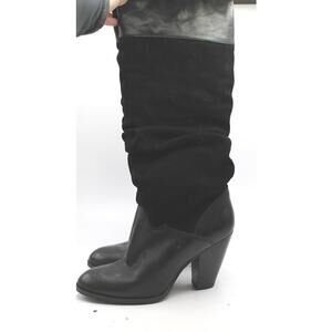 Zodiac USA Panda Black Suede Leather Knee High Slouch Heeled Boots Women's 9.5M